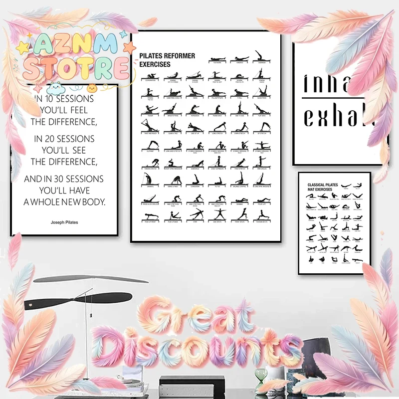 Yoga Fitness Gifts - Pilates Workout Chart Poster Canvas Prints
