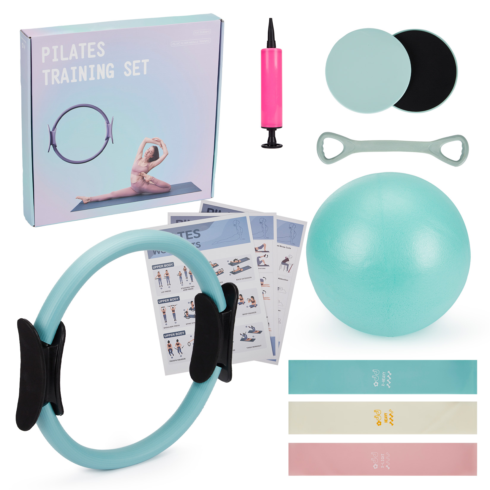 Core Slider - Pilates Training Set, 6-in-1 Pilates Ring,