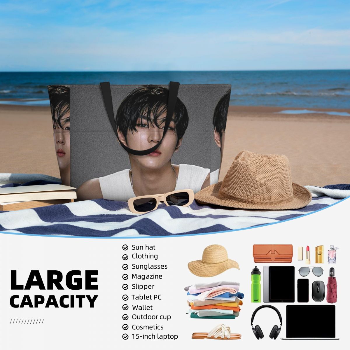 Jungwon En Kpop Beach Tote Bag - Yoga En Fitness review and price
